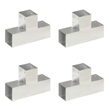 vidaXL Paalverbindingen 4 st T-vorm 91x91 mm gegalvaniseerd, Verzenden, Nieuw