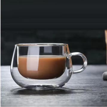 Dubbelwandige Glazen Koffiemok met Handvat – Hittebestendig, Verzenden, Nieuw