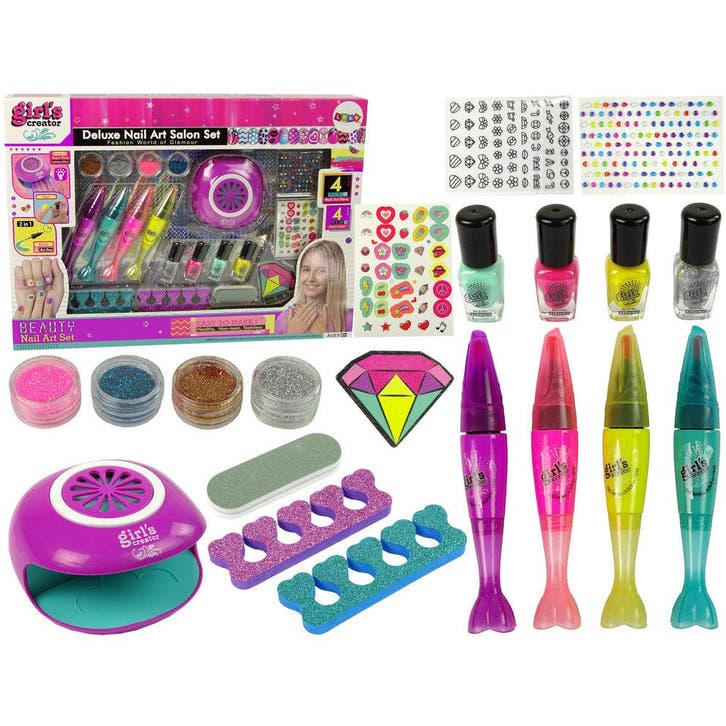 Deluxe nail art salon set nail art pennen, nagellak,, Kinderen en Baby's, Speelgoed | Poppen, Ophalen of Verzenden