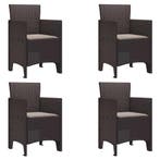 vidaXL Tuinstoel met kussen 4 pcs Bruin 53 x 49 x 85 cm, Verzenden, Nieuw