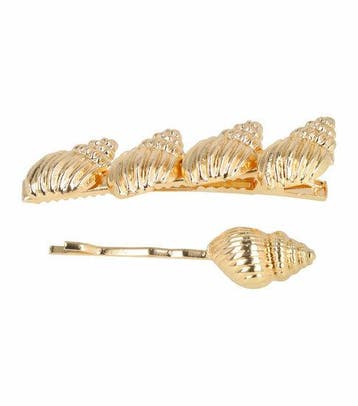 Haarspeld Duckklem & Schuifspeldje 6cm – Schelpen – Metaal –, Nieuw