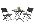 Opvouwbare Bistroset 3-delig – Rotan Tafel en Stoelen, Verzenden, Nieuw