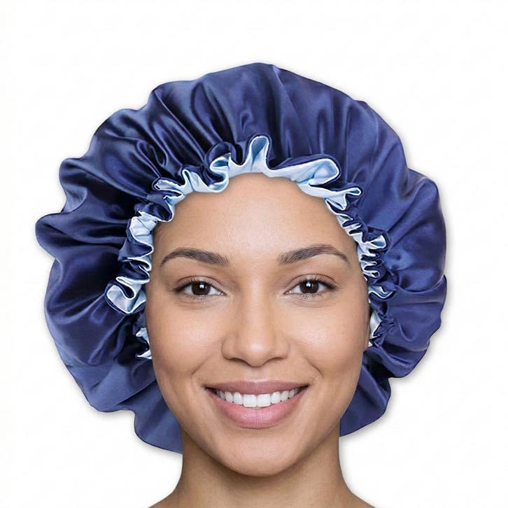 Blauwe Satijnen Slaapmuts / Haar bonnet van Satijn / Satin h, Sieraden, Tassen en Uiterlijk, Uiterlijk | Haarverzorging, Nieuw