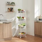 [en.casa] Keukentrolley Sørreisa rond 123xØ37,5 cm wit, Verzenden, Nieuw