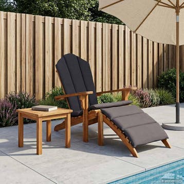 vidaXL Adirondack tuinstoel met voetensteun Naturel Massief, Tuin en Terras, Tuinstoelen, Verzenden, Nieuw