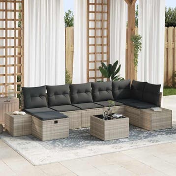 vidaXL Bankstel 8 st poly rattan, Verzenden, Nieuw, Rotan, 8 zitplaatsen