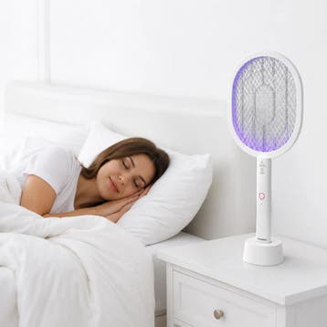 TIROSS Elektrische vliegenmepper 2-in-1 met led-loklicht...