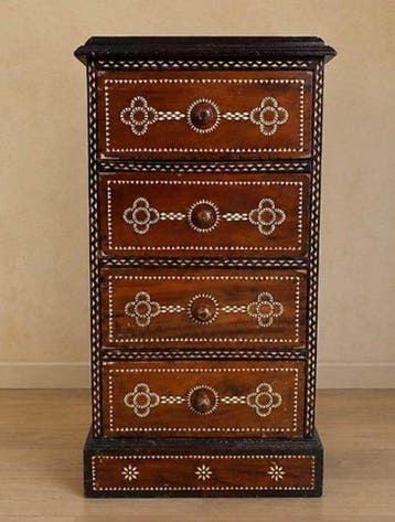 Kabinet - hard hout - Handgemaakte massiefhouten ladekast, Antiek en Kunst