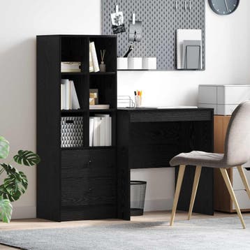vidaXL Bureau Zwart Eiken 115,5 x 50 x 127 cm 2 st, Verzenden, Nieuw