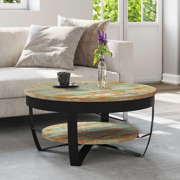vidaXL Salontafel 65x32 cm massief gerecycled hout, 50 tot 100 cm, Verzenden, Nieuw, 50 tot 100 cm