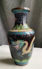 Vaas - Koper - China - Chinese cloisonné-vaas (Zonder, Antiek en Kunst