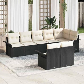 vidaXL Tuin Sofa Set 8 st Zwart poly rattan, Verzenden, Nieuw, 8 zitplaatsen