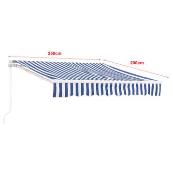 Zonnescherm Bitonto luifel handbediend met knikarm 250x200 c, Verzenden, Nieuw