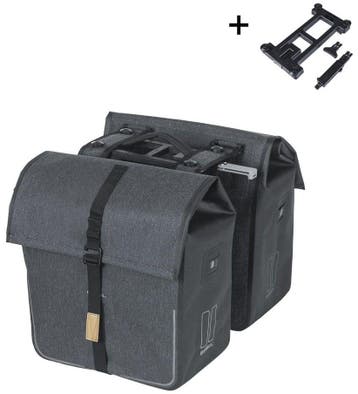 Dubbele Fietstas Basil Urban Dry MIK - 50 liter - Charcoal, Fietsen en Brommers, Fietsaccessoires | Fietstassen, Verzenden, Nieuw