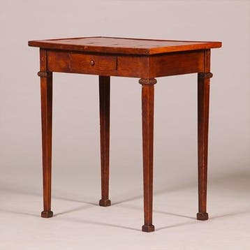 Hollands volkskunst bijzettafel met essenhout geparketteerd, Antiek en Kunst, Ophalen of Verzenden