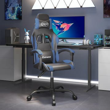 vidaXL Gamestoel kunstleer zwart en blauw, Verzenden, Nieuw, Zwart