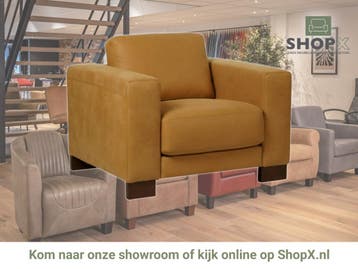 Leren fauteuil Clear, Bohemian, Eigentijds, Modern, Retro, Vintage, Nieuw, Ophalen of Verzenden, 100 tot 125 cm