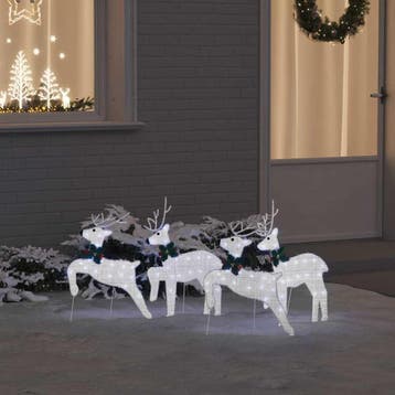 vidaXL LED Rendieren 4 st Zilver 45 x 19 x 65 cm Stof, Verzenden, Nieuw