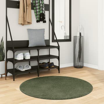 vidaXL Vloerkleed HUARTE laagpolig zacht wasbaar Ø 100 cm, Verzenden, Nieuw, Groen