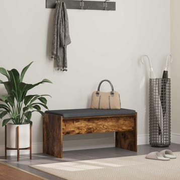 vidaXL Halbank met kussen Gerookt eiken 83 x 38 x 40 cm, Verzenden, Nieuw