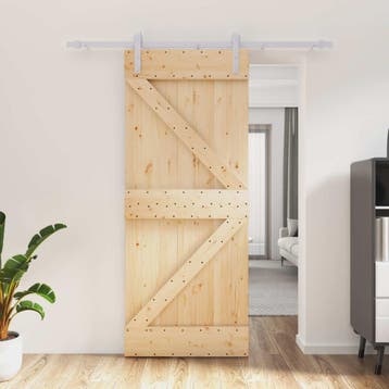 vidaXL Schuifdeur Natuurlijk en Wit 85 x 210 cm Massief, Doe-het-zelf en Verbouw, Deuren en Horren, Verzenden, Nieuw