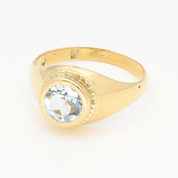 Ring - 18 karaat Geel goud - Aquamarijn, Sieraden, Tassen en Uiterlijk, Nieuw