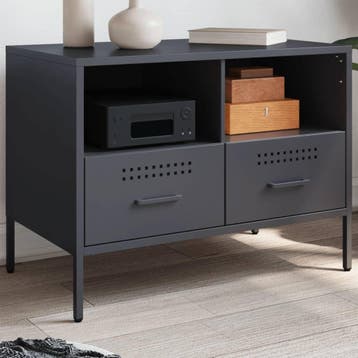 vidaXL Tv-meubel 68x39x50,5 cm staal antracietkleurig, Huis en Inrichting, Kasten | Televisiemeubels, Verzenden, Nieuw, Metaal