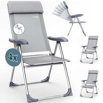 Tuinstoel met Hoge Rugleuning 4 Stuks Zilver Aluminium, Verzenden, Nieuw