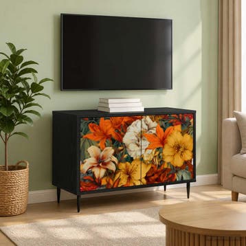 vidaXL Tv-meubel GENNEP 69 x 33 x 50,5 cm Zwart eiken, Minder dan 50 cm, Verzenden, Nieuw, Minder dan 100 cm