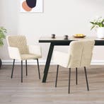 vidaXL Eetkamerstoelen 2 st fluweel crèmekleurig, Huis en Inrichting, Stoelen, Verzenden, Nieuw