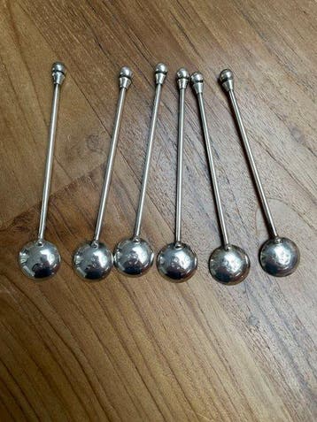 Theelepel (6) - Zilver - Zes zilveren lepeltjes, Antiek en Kunst