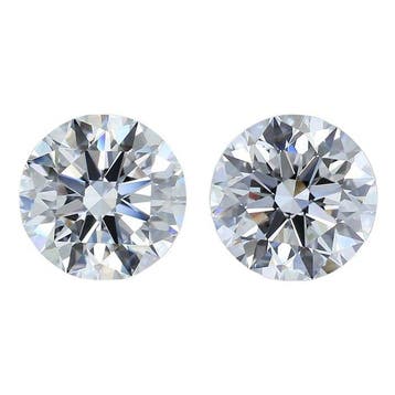2 pcs Diamant (Natuurlijk) - 4.05 ct - Rond - D (kleurloos), Sieraden, Tassen en Uiterlijk, Edelstenen, Nieuw
