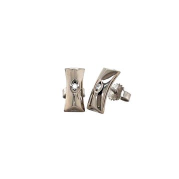 Witgouden oorstekers diamant 14 karaat, Sieraden, Tassen en Uiterlijk, Verzenden, Zo goed als nieuw, Goud