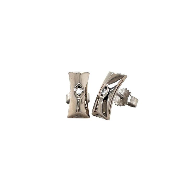 Witgouden oorstekers diamant 14 karaat, Sieraden, Tassen en Uiterlijk, Oorbellen, Goud, Zo goed als nieuw, Verzenden