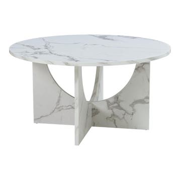 Salontafel Rindal rond marmerlook wit 80x41,5 cm [en.casa], Huis en Inrichting, Tafels | Salontafels, Verzenden, Nieuw