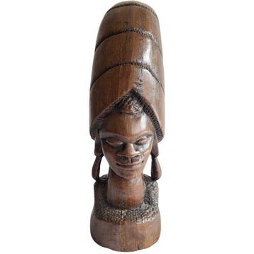 Vrouw met hoge hoofdtooi - sculptuur - Afrika (Zonder