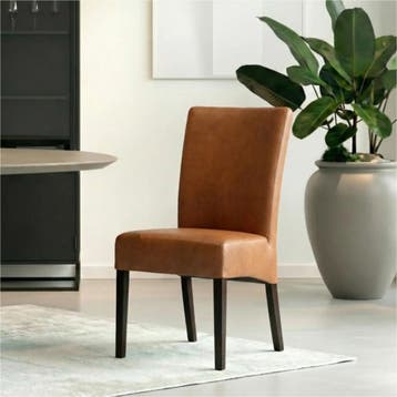 Set van 4 Leren eetkamerstoelen Just - Rancho Cognac, Huis en Inrichting, Ophalen of Verzenden, Nieuw, Leer