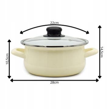 Emaille Kookpan met Glazen Deksel 3,5 Liter – 22 cm –, Ophalen of Verzenden, Nieuw