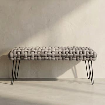 *WOONWINKEL* Kare Design Weave Grey Grijs Bankje Gewoven Flu, Verzenden, Nieuw