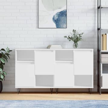 vidaXL Dressoirs 2 st bewerkt hout wit, Verzenden, Nieuw, Overige houtsoorten