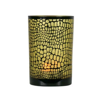 Theelichthouder croco zwart Groot 18cm*, Verzenden, Nieuw