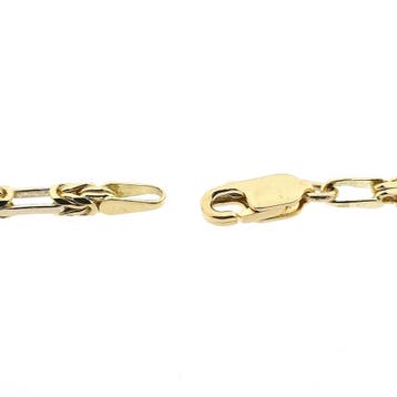 Bicolor gouden vierkante koningsschakel ketting | 45,5 cm, Ophalen of Verzenden, Gebruikt, Goud, Goud