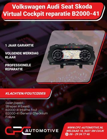 Volkswagen Virtual Cockpit reparatie B2000-41 12.3 INCH LCD, Ophalen of Verzenden, Gereviseerd, Volkswagen