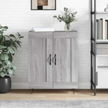 vidaXL Dressoir 69,5x34x90 cm bewerkt hout grijs sonoma, Verzenden, Nieuw, Overige houtsoorten, Minder dan 50 cm