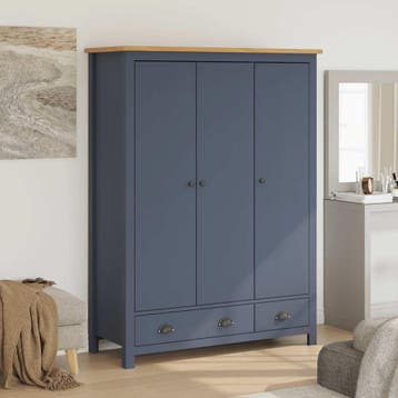 vidaXL Kledingkast Hill 3 deuren 127x50x170 cm grenenhout, Verzenden, Nieuw