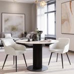 Eetkamerstoel Marilyn, koordlook, gestoffeerd - crème/zwart,, Verzenden, Nieuw