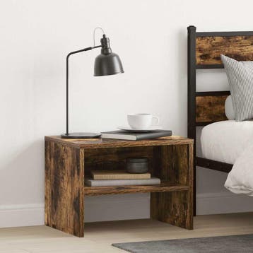 vidaXL Nachtkastje 40x30x30 cm bewerkt hout gerookt, Huis en Inrichting, Minder dan 45 cm, Verzenden, Nieuw, Minder dan 55 cm
