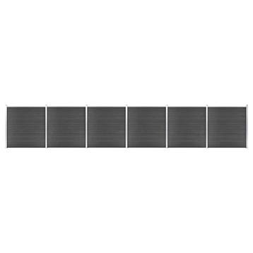 vidaXL Schuttingpanelenset 1045x186 cm HKC zwart, Verzenden, Nieuw, Kunststof, 1 tot 2 meter