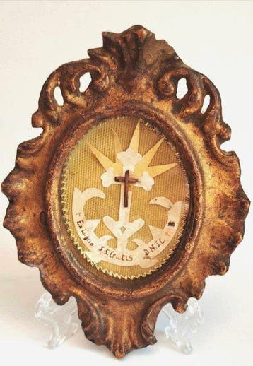 Reliekhouder - Glas, Textiel, Hout - 1850-1900 - Heilige