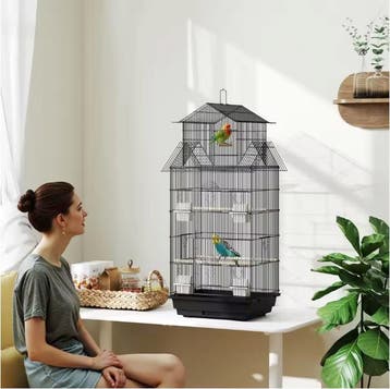 Metalen Vogelkooi met Zitstokken en Voerbakken, Verzenden, Nieuw